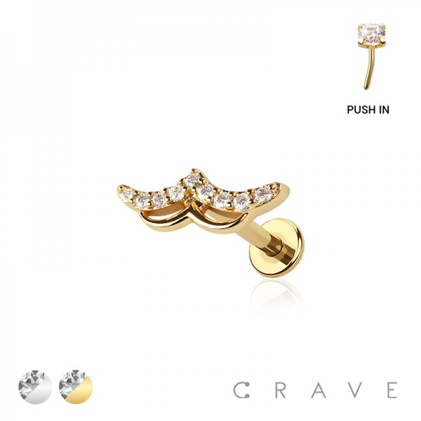 DOVE MULTI CZ THREADLESS (PUSH IN) 316L SURGICAL STEEL LABRET SET DOVE MULTI CZ THREADLESS (PUSH IN) 316L SURGICAL STEEL LABRET SET